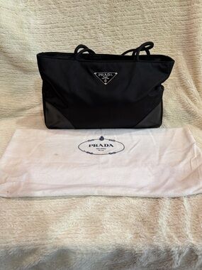 Prada Black Nylon Tote with Leather Accents
